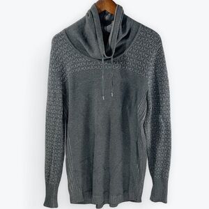 Eddie Bauer Grey Mock Cowl neck Knit Sweatshirt XL